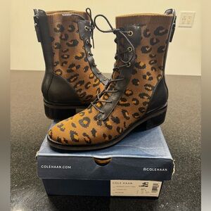 Cole Haan Brown and Black Leopard Boots Sz 8.5B